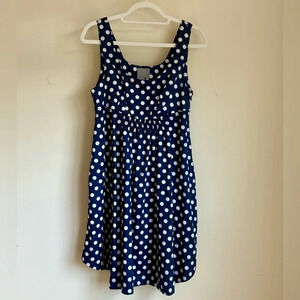 Anthropologie Vanessa Virginia Navy Blue And White Polka Dot Dress - Size 10